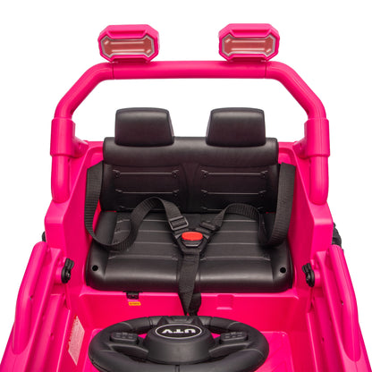 12V Powered Ride on Car UTV, Kids Ride on Toys for Toddlers Ages 3-5, Ride on Vehicles with Remote Control, Bluetooth, Music, 4 Wheels Suspension, Electric Cars for Kids Boys Girls, Pink