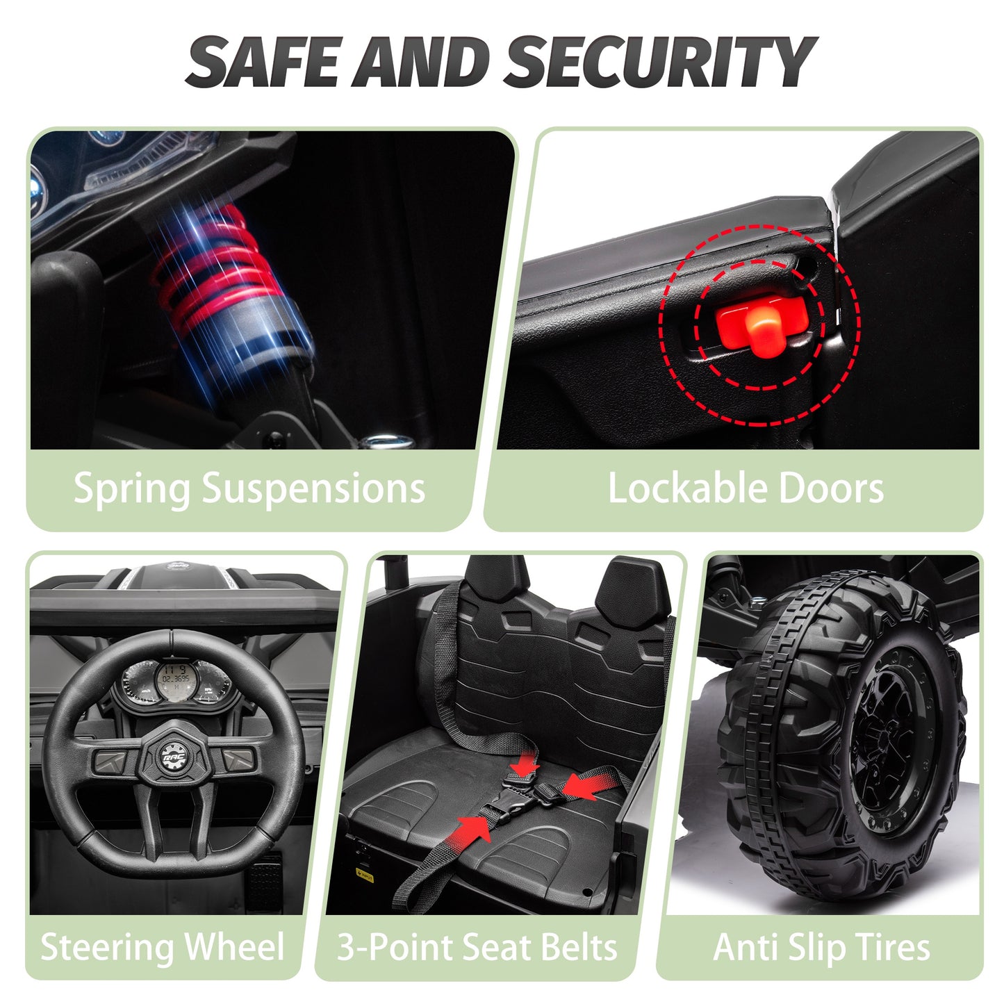 iYofe 24V Ride on Toys for Big Kids, Kids Ride on Car for Boys Girls 3-6, Powered Ride on UTV Electric Cars for Kids w/ Remote Control, Bluetooth Music, LED Lights, 4 Wheels Spring Suspension, Black