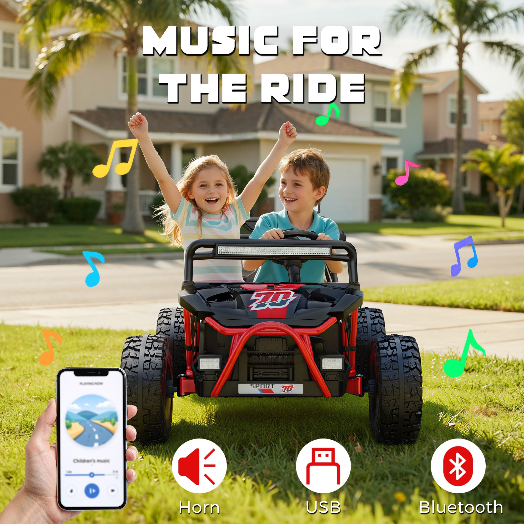 iYofe 36V Electric Ride on Car for Big Kids, Powered Ride on UTV Toys for Boys Girls Ages 6+, Kids Electric Vehicle with Bluetooth, Music, 4 Wheels Spring Suspension, without Remote Control, Red