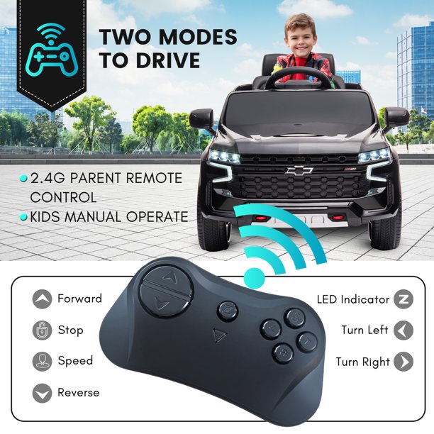 iYofe 12V Powered Ride on Car with Parental Remote Control, Electric Ride on Toy for Kids 2-4 Years Old Boys Girls, Rid on Truck with MP3 Player, Kids Vehicle for Birthday Christmas Gift,Black