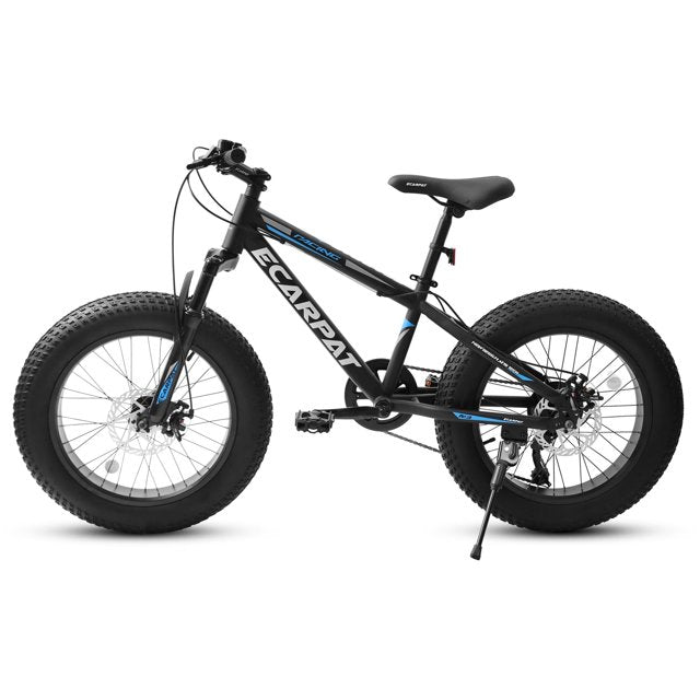 20 Inch Fat Tire Bike Adult/Youth Full Shimano 7 Speed Mountain Bike, Dual Disc Brake, High-Carbon Steel Frame, Front Suspension, Mountain Trail Bike, Urban Commuter City Bicycle, Fat tire bike