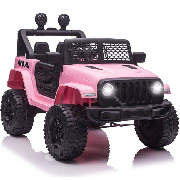 iYofe 12V Powered Ride on Car, Pink Ride on Toy with Remote Control for Girls 2-4 Years Old, Battery Powered Electric Car with LED Lights, Horn, Ride on Truck Toy for Birthday Christmas Gift