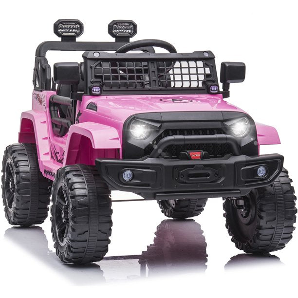 iYofe 12V Powered Ride On Tuck with Parent Remote Control, Foot Pedal, Bluetooth and FM, LED Headlights, Pink Ride on Toy for 2-4 Year Old Girls