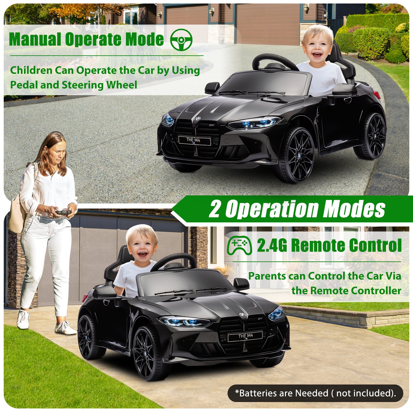 BMW M4 12V Battery Powered Ride On Cars, Kids Ride On Toys with Remote Control, Bluetooth, Music, USB/MP3 Port, LED Light, 4 Wheeler Kids Electric Cars for Boys Girls Gifts 3-6 Years Old, Black