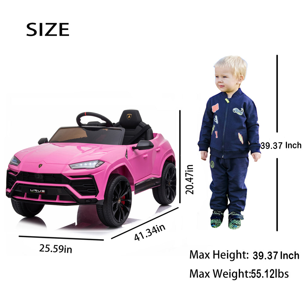 Electric Kids Ride on Toys, 12V Kids Lamborghini Ride On Car for Boys Girls, Battery Powered Kids Electric Cars with Remote Control, 3 Speeds, LED Lights, MP3, Christmas Gift, Pink, R847