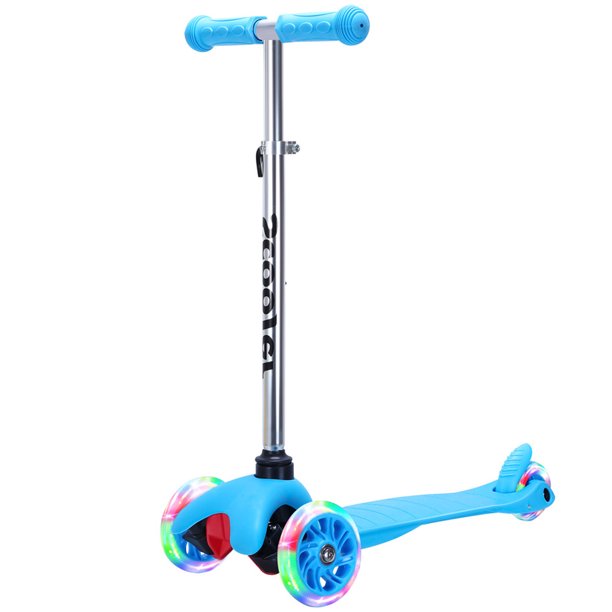 iYofe 3 Wheels Scooter for Kids, Scooter with 3 Light-up Wheels and 4 Height Adjustable, Lightweight Scooter, Easy to Carry and Control, Kids Traval Toy for 3 Yrs + Boy Girls, Blue