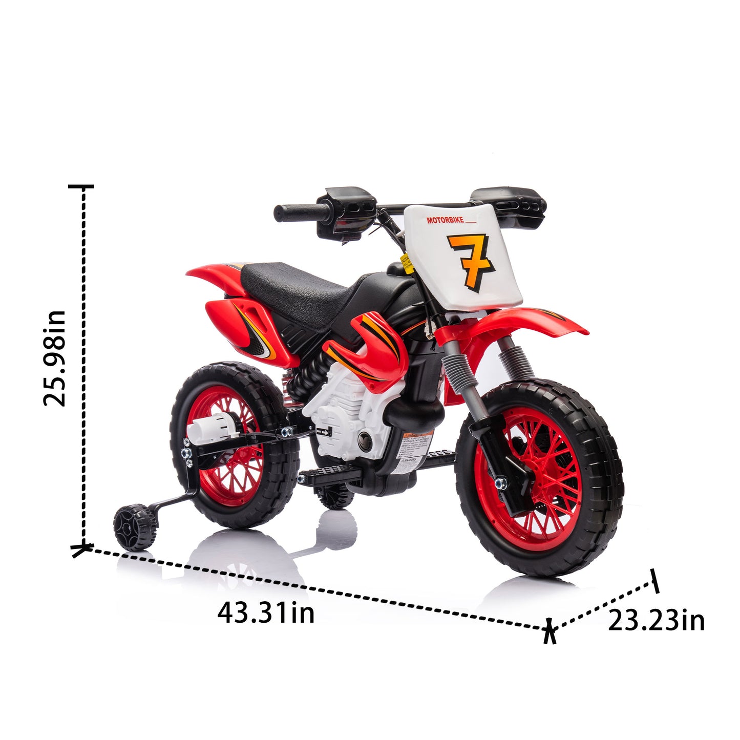 12V Powered Dirt Bike with Training Wheels, Kids Electric Motorized Motorcycle Bike for Boys Girls, Ride on Motorcycle Toy w/Horn for Aged 3-6