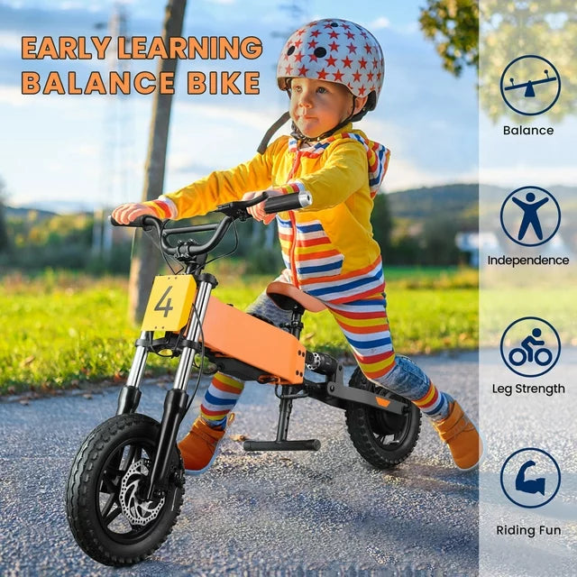 24V Kids Electric Bike, 200W 15MPH Electric Balance Bike with Mobile App, 12" Pneumatic Tire, 3 Speed Adjustable Battery Powered Ride on Motorcycle Bicycle for Boys Girls 6-12 Yrs, Orange