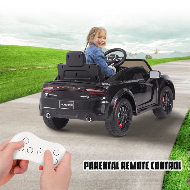 iYofe 12V Electric Battery Powered Ride on Toy for Kids, Licensed Dodge 12V Ride on Car with Remote Control, USB, MP3, Bluetooth, LED Lights, 4 Wheel Suspension, Kids Car to Ride for Ages 3-4, Black