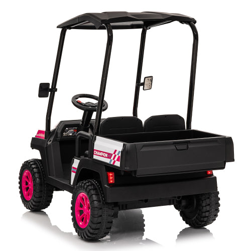 24V Remote Control Kids UTV Ride-On Car - 2 Seater Electric Toy Car w/ Parental Remote, Dual Motors, 4-Wheel Suspension, Bluetooth Audio, LED Lights & Removable Canopy