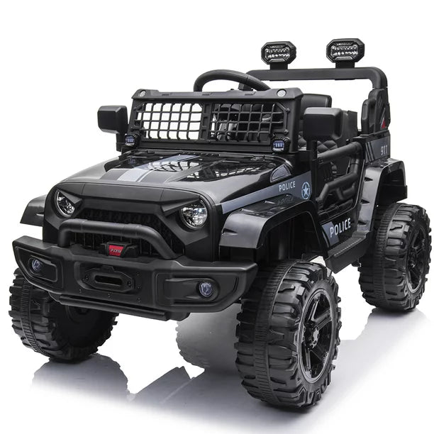 Kids Electric Ride On Toy for Boys Girl, 12V Ride On Vehicle with Parental Remote Control, LED Light, Bluetooth and FM, Battery Powered Ride On Car Truck for Ages 3-4 Kid Birthday Gift, Black, D806