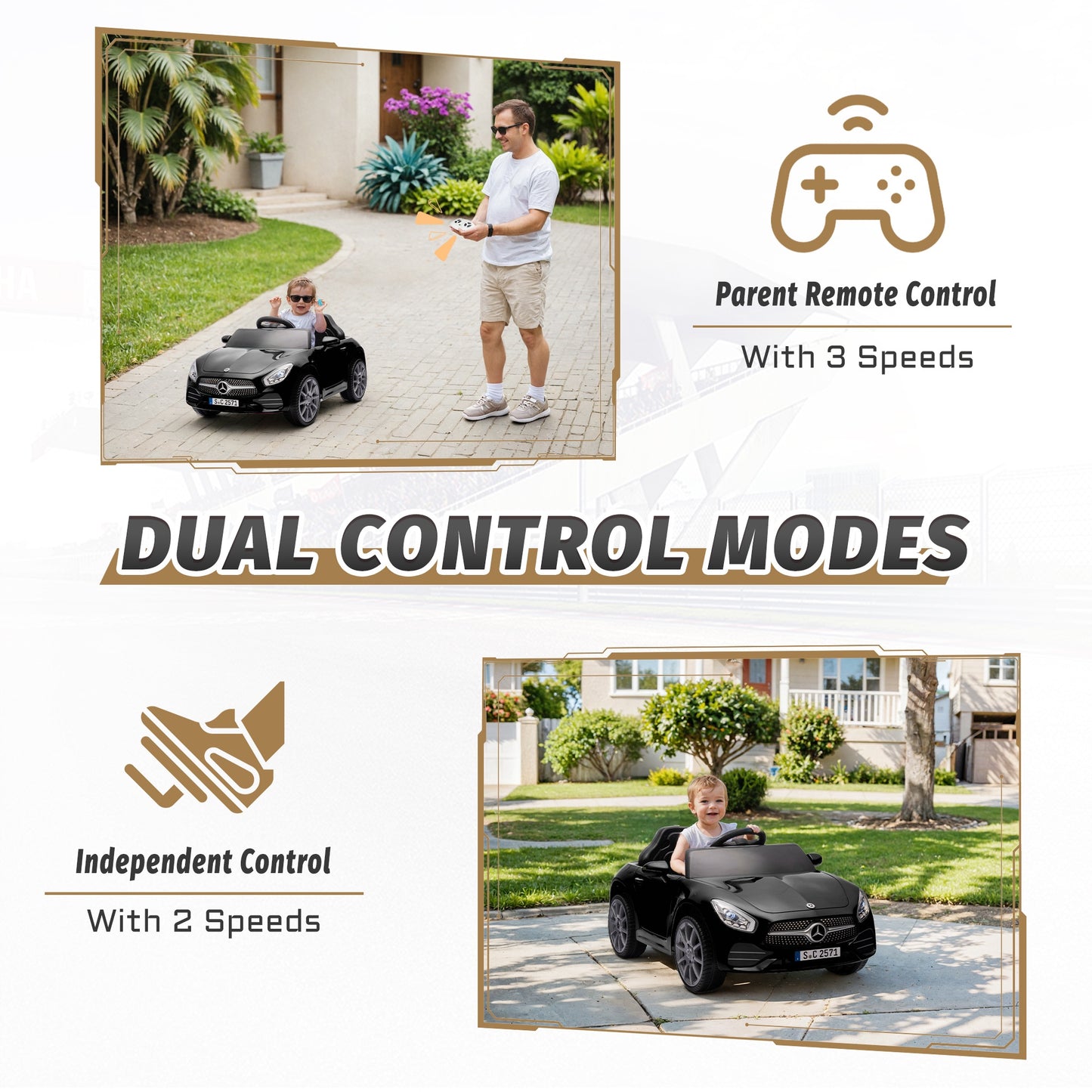 12V Ride on Toy for Kids, Licensed Mercedes-Benz CLS 350 Powered Ride on Car with Remote Control, Kids Electric Cars for Boys Girls 2-5 with Bluetooth, Music, LED Lights, 3 Speeds, 4 Wheelers, Black