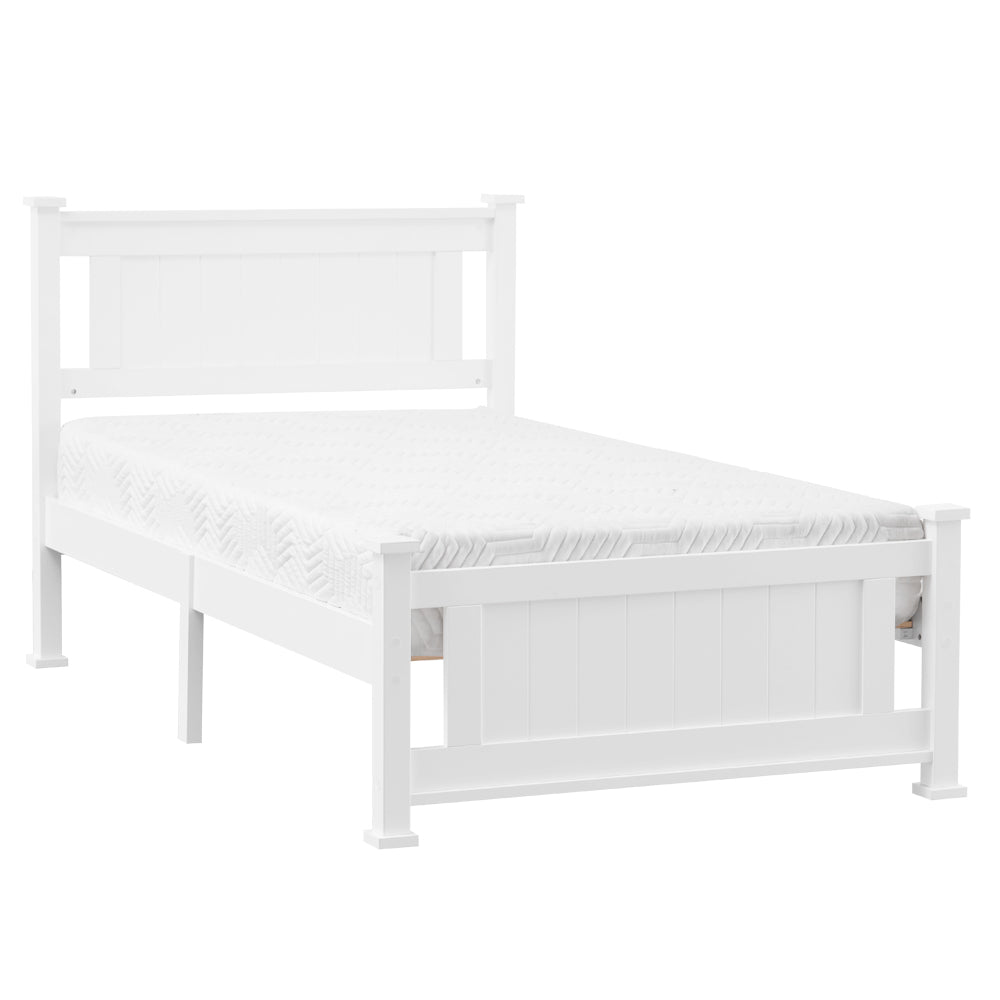 Twin Bed Frame with Headboard, YOFE White Twin Size Platform Bed Frame w/ Slats, Modern Twin Size Bed Frame for Kids Adults, Wood Platform Twin Bed Frame for Bedroom, No Box Spring Needed, R5003