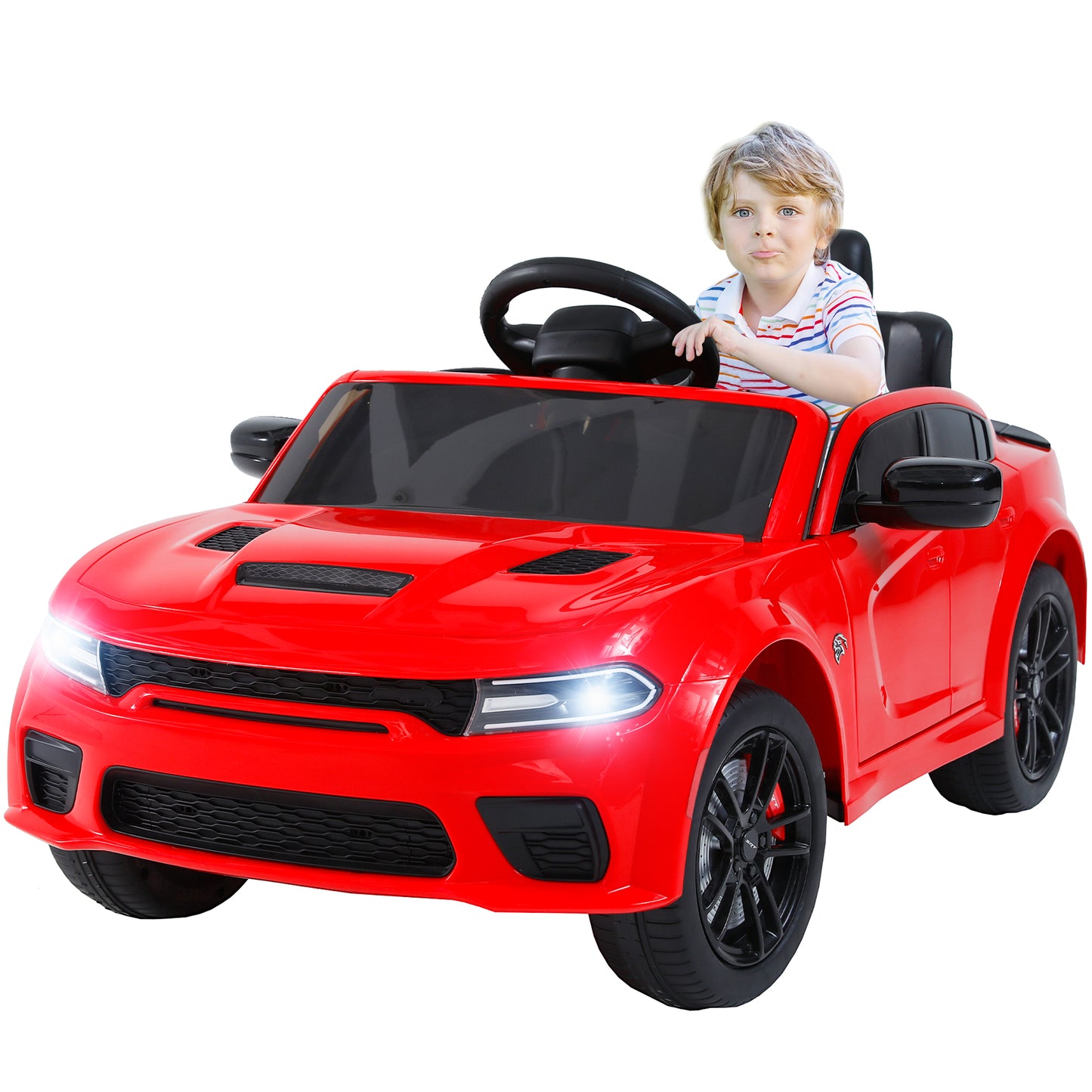 iYofe 12V Ride On Car for Kids, Licensed DODGE Boys Ride On Truck with Remote Control, LED Lights, MP3, USB, Battery Powered Ride On Toys for 2-5 Year Olds Boys Girls Birthday Christmas Gifts, Red