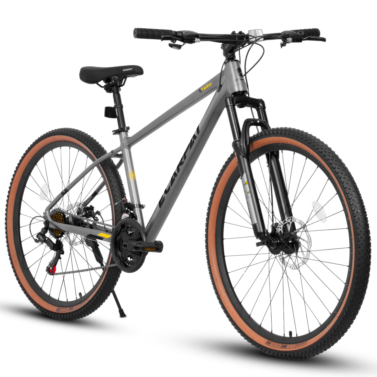 27.5 inch Bikes for Adults, 21 Speed Mountain Bike w/Disc Brakes, Commuter Bike, Trail Bike, City Bike for Men Women, Aluminium Frame, Suit for 5'4"-6'2", 85% assembled