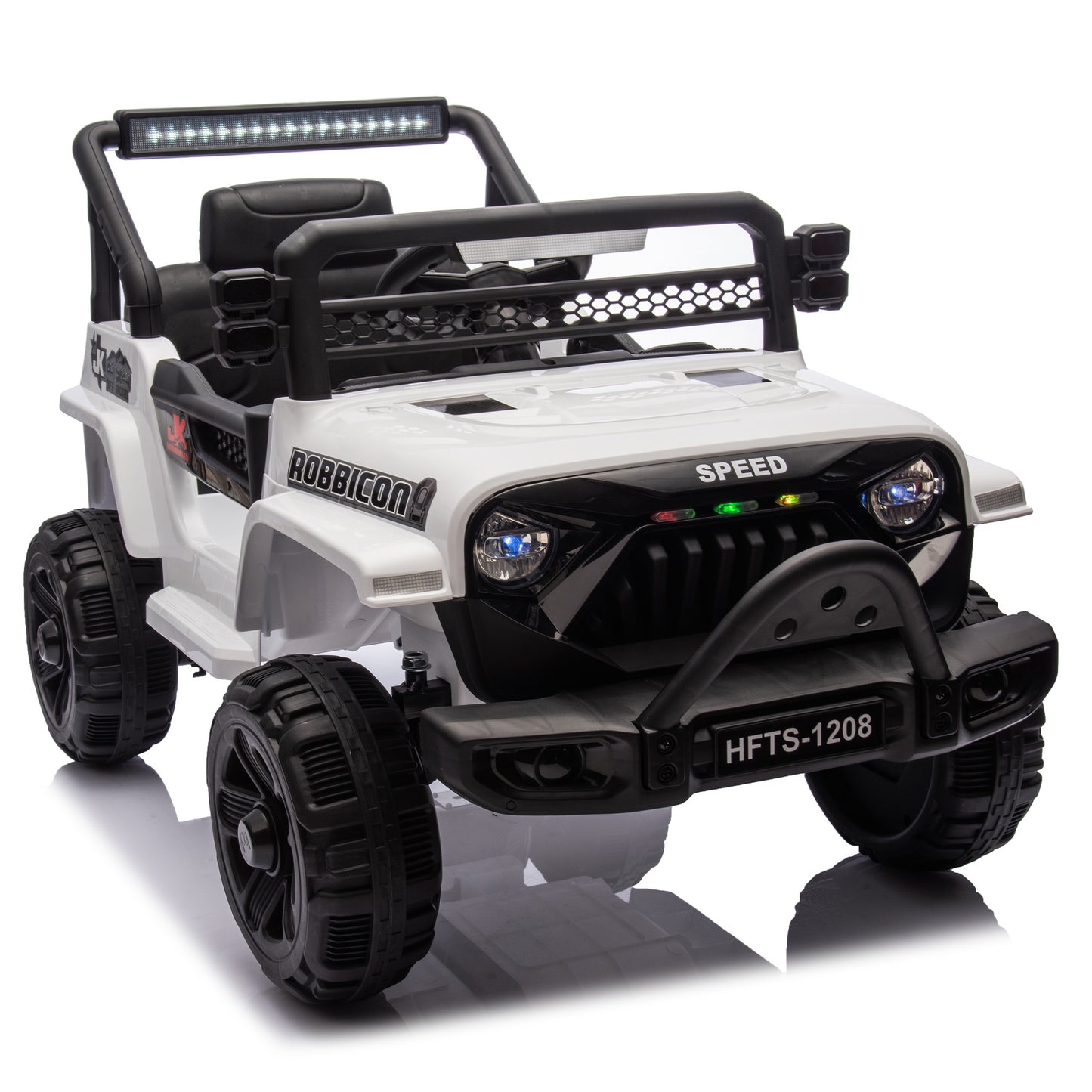 12V Powered Ride on Truck, Ride on Toy Car with Remote Control, Kids Car Electric Vehicles for Boys Girls with Microphone Jack, 4 Wheeler Suspension, Bluetooth, MP3/USB, 3 Speeds, LED Lights, White