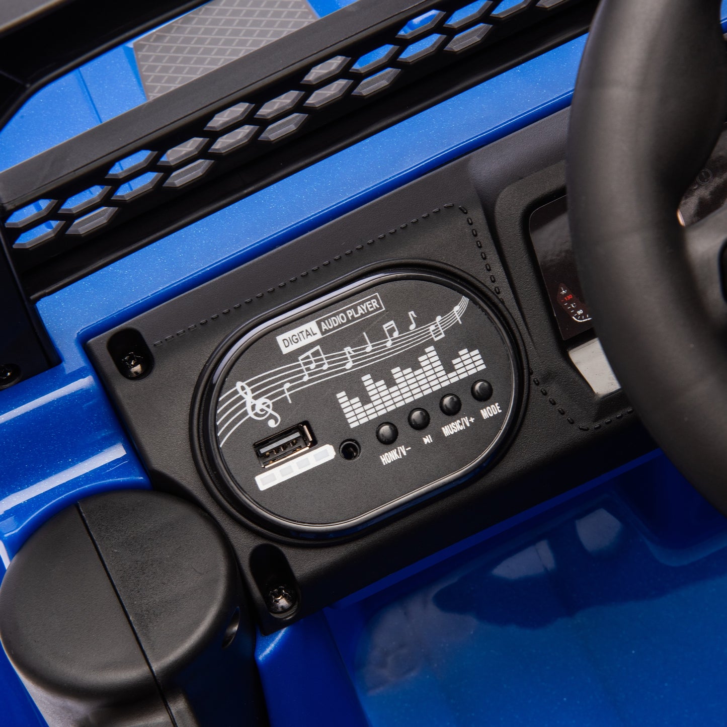 iYofe 12V Ride on Cars with Remote Control, Powered Kids Ride on Toys Truck for Boys Girls Ages 2-5, Toddler Cars Kids Electric Vehicles with Bluetooth Music, USB/MP3 Ports, 4 Wheel Suspension, Blue