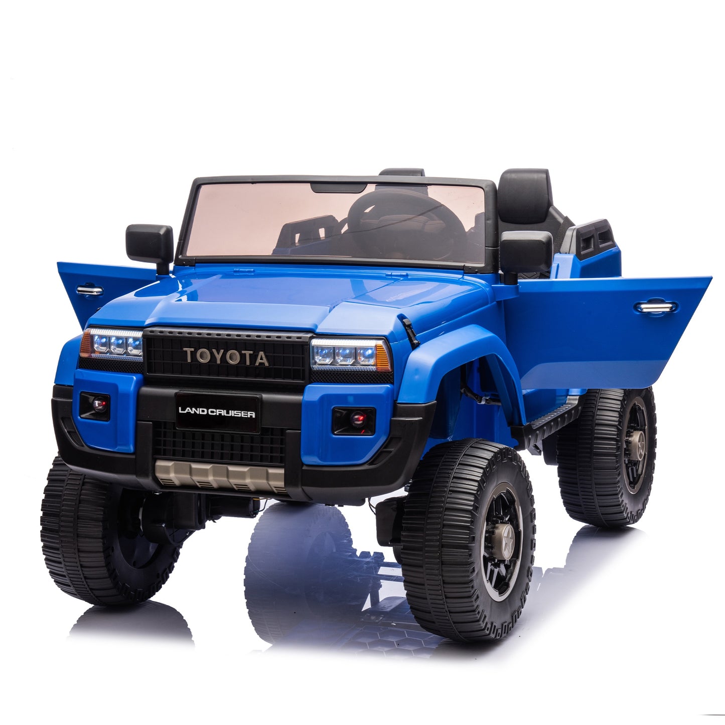 24V 2 Seater Ride on Cars, Licensed Toyota LC250 Powered Ride on Toy Truck with Remote Control, Kids Cars Electric Vehicles for Kids 3-8 Gifts with Bluetooth/Music/USB Ports/Shovel, 4 Wheelers, Blue