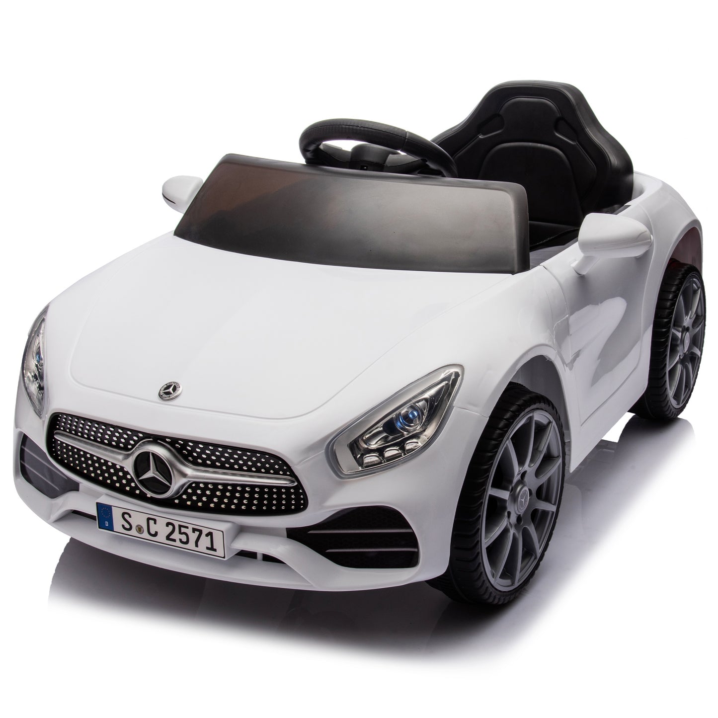 12V Powered Ride on Toy for Boys and Girls, Powered Ride on Car with Remote Control, Licensed Mercedes Kids Electric Vehicles for 3-4 Years Old, Bluetooth, LED light