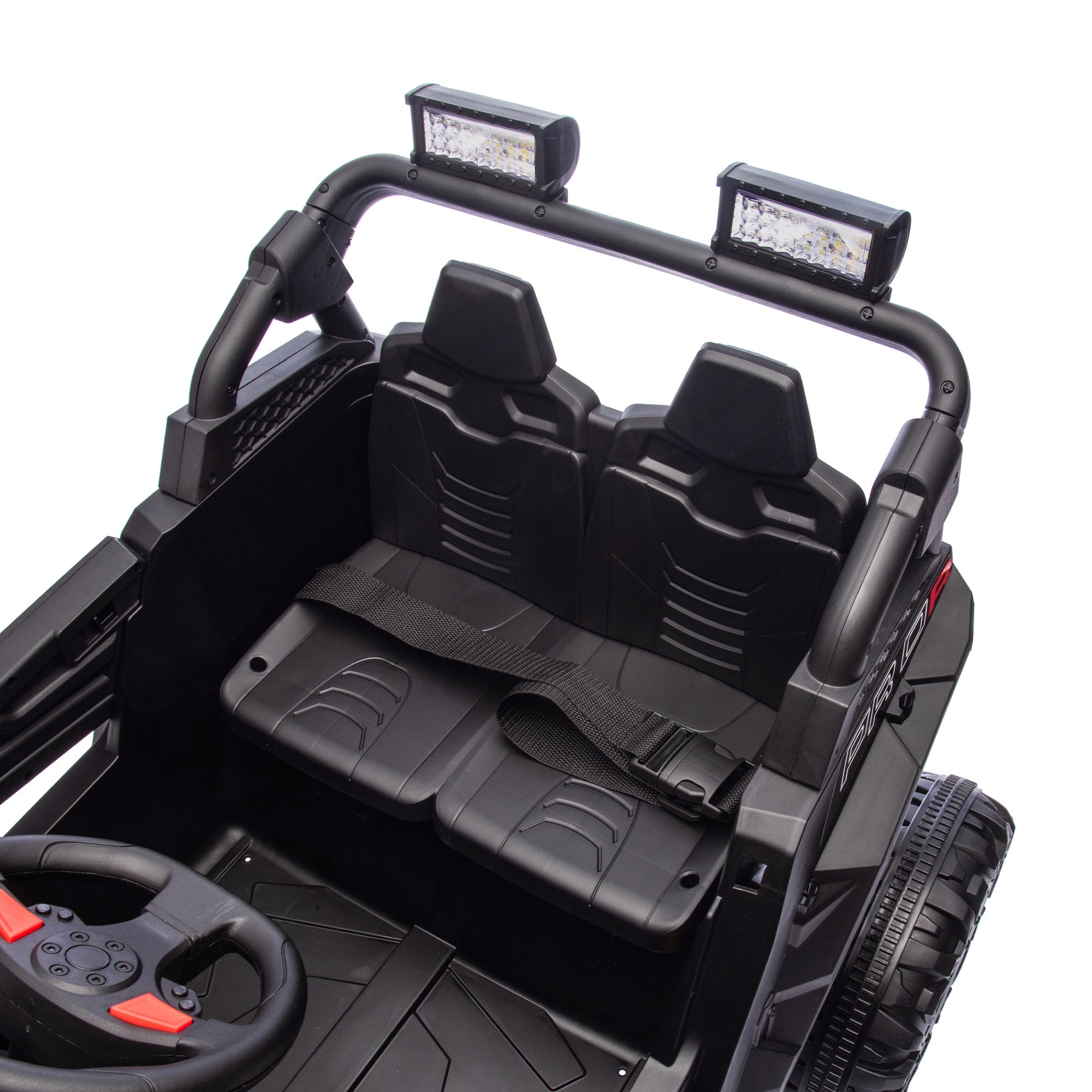 24V Powered Ride on UTV, iYofe Electric Ride on Cars with Remote Control, Bluetooth, Music, LED Lights, Portable Handle, 4 Wheels Suspension, Kids Ride on Toys for Boys Girls Ages 3-6, Black