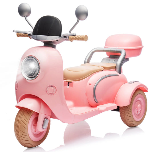 iYofe 12V Electric Motorcycle for Kids, 2 Seater Battery Power Ride on Toys with Slow Start, LED, Music, USB, 3 Wheel Electric Motorcycle for Boy Girl Birthday Gift, Pink