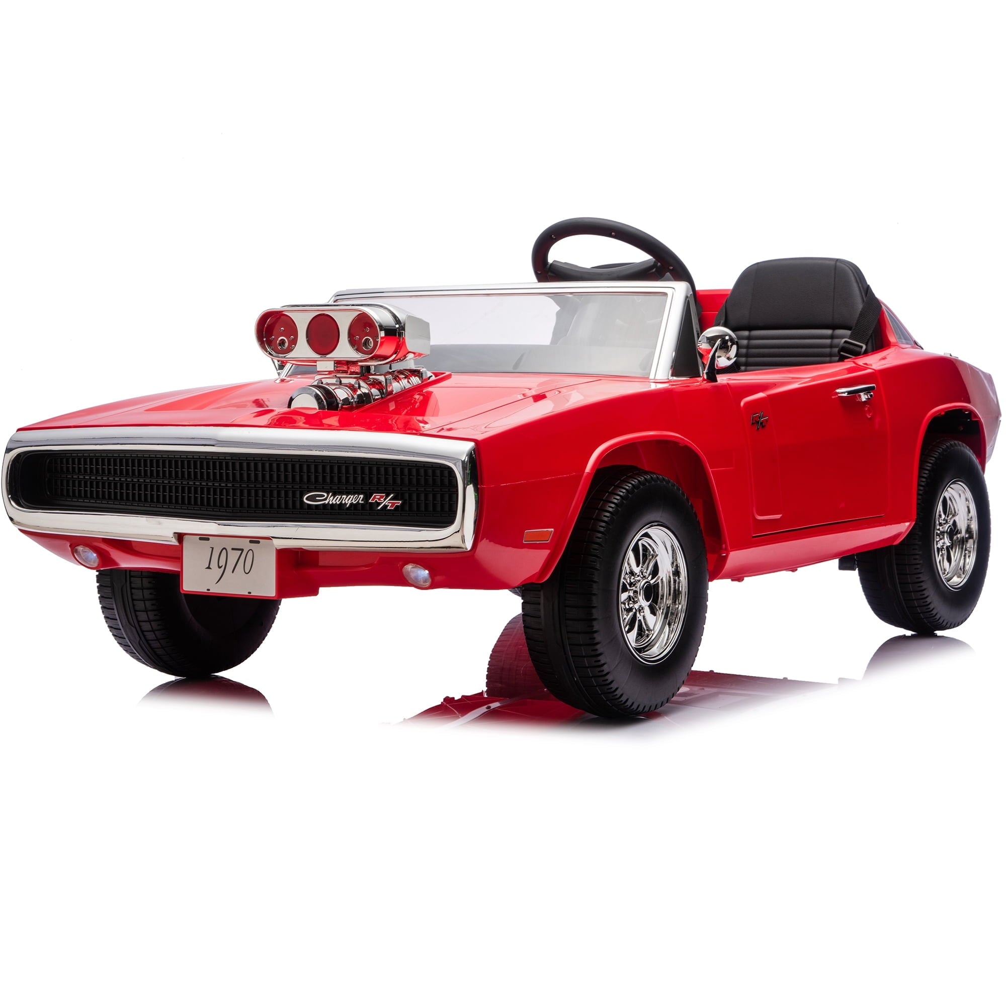 iYofe 24V 2 Seater Licensed 1970 Dodge Charger R/T Powered Ride-On Car with Remote Control & Safety Belt
