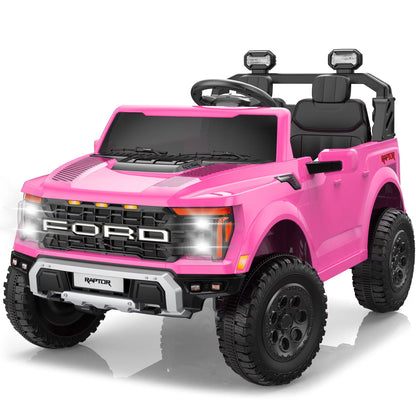 iYofe 24V 2 Seater Ford F150 Raptor Powered Ride on Toys Truck, Electric Ride on Cars with Remote Control for Kids, 4 Wheels Spring Suspension, Pink