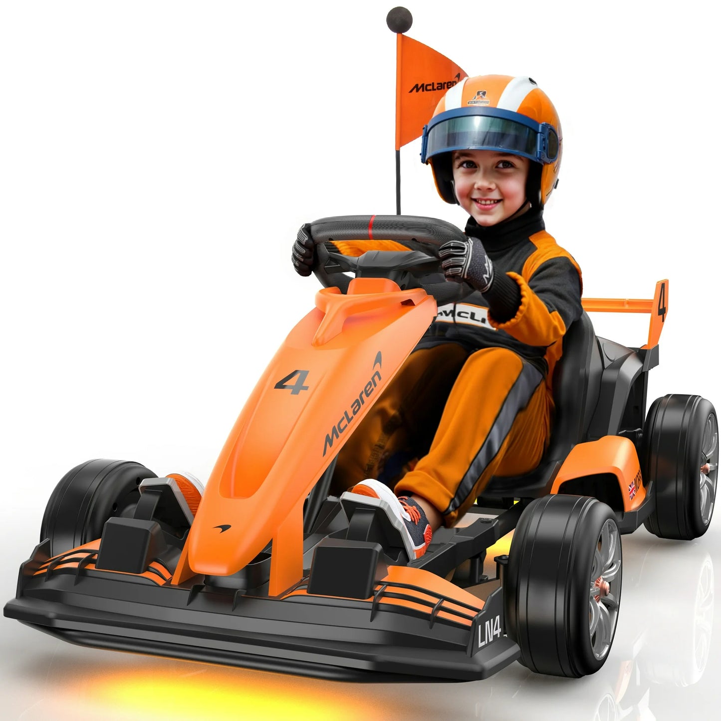 Mclaren Electric Go Kart, 400W Powered Powerful Ride on Cars with Tires, Drift/Sports Mode, Brake Pedal, Length Adjustment, Seat Belt, Rear Wheel Drive Electric Car for Kids Ages 6+ Years