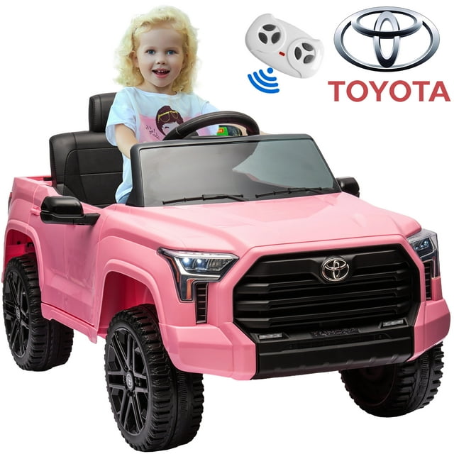 iYofe Ride On Cars, 12V Licensed Toyota Tundra Pickup Battery Powered Car Toys with Remote Control, Bluetooth, LED Headlights, Safety Belt, 4 Wheeler, Electric Truck Cars for Kids 3-8 Boy Girl, Gray