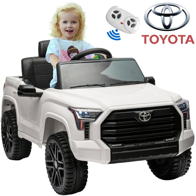 iYofe Ride On Cars, 12V Licensed Toyota Tundra Pickup Battery Powered Car Toys with Remote Control, Bluetooth, LED Headlights, Safety Belt, 4 Wheeler, Electric Truck Cars for Kids 3-8 Boy Girl, Gray