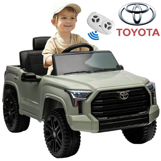 iYofe Ride On Cars, 12V Licensed Toyota Tundra Pickup Battery Powered Car Toys with Remote Control, Bluetooth, LED Headlights, Safety Belt, 4 Wheeler, Electric Truck Cars for Kids 3-8 Boy Girl, Gray