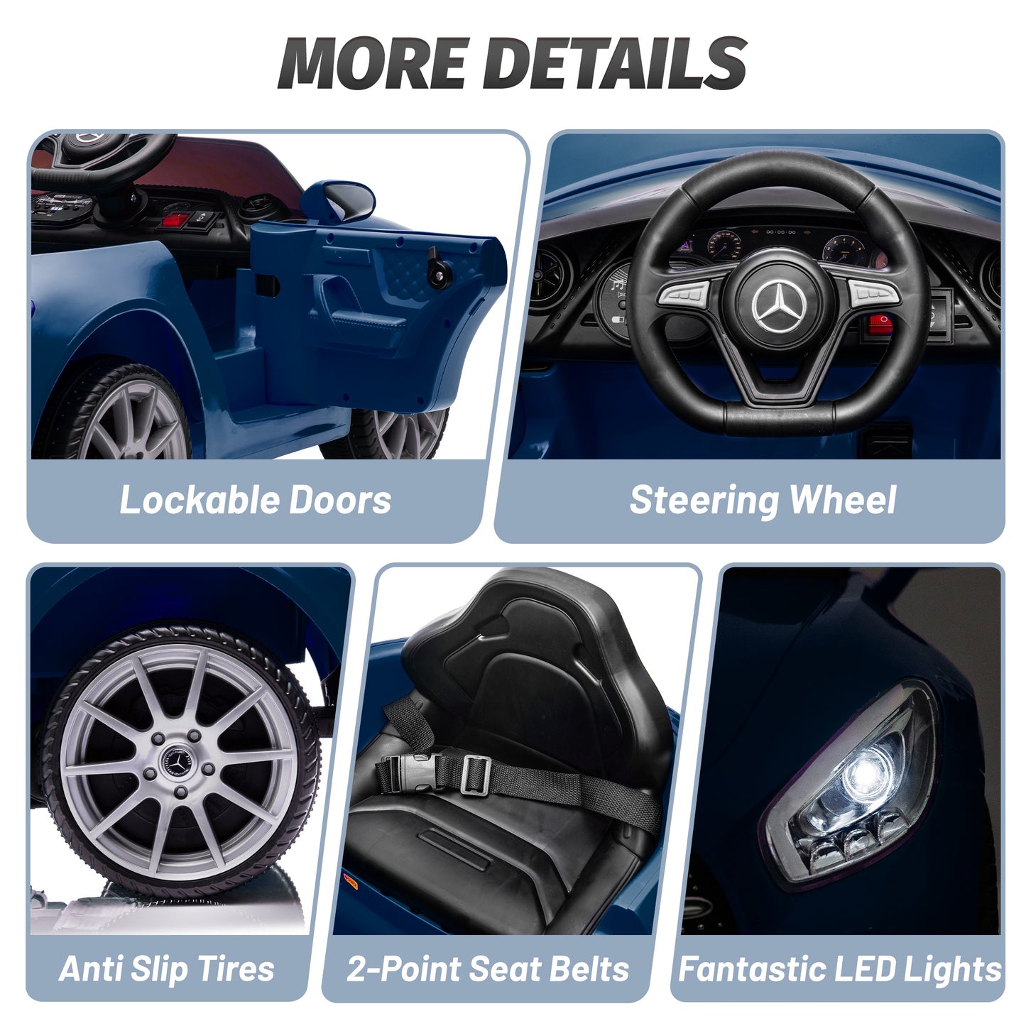12V Ride on Toy for Kids, Licensed Mercedes-Benz CLS 350 Powered Ride on Car with Remote Control, Kids Electric Cars for Boys Girls 2-5 with Bluetooth, Music, LED Lights, 3 Speeds, 4 Wheelers, Blue