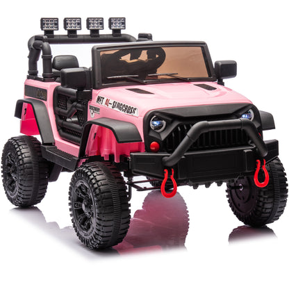 iYofe 24V Powered Ride on Cars for Toddlers, Ride on Truck for kids Boys Girls Gifts 2-5, Ride on Toys with Remote Control, Bluetooth, Music, LED Light, MP3 Player, 4 Wheel Suspension, Pink