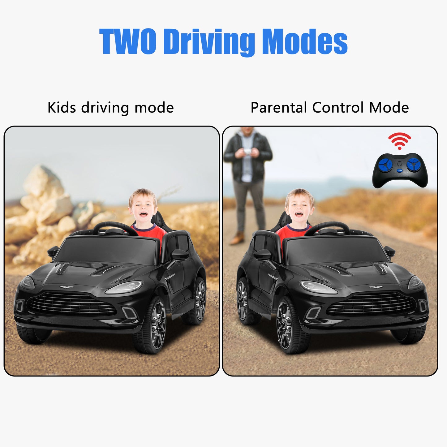 12V Ride On Car for Kids, iYofe Electric Vehicle Cars for Boys Girls, Ride On Truck with Remote Control, Battery Powered 4 Wheels Realistic Off-Road UTV Car, Ride On Toy for Birthday Gift, Black, R5351