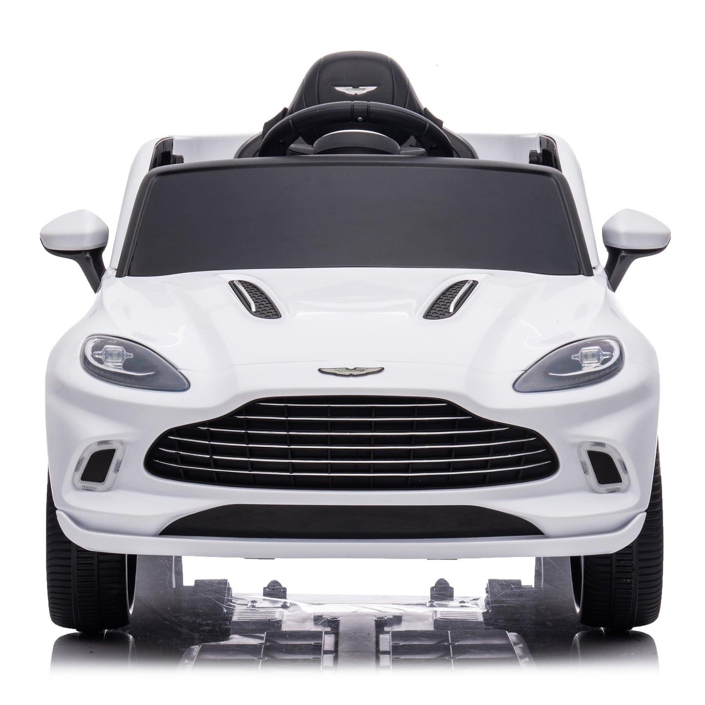 Aston Martin 12V Powered Ride On Cars with Remote Control, 4 Wheels Kids Electric Cars Vehicle with Bluetooth, LED Light, Music, USB/FM Radio, Kids Ride on Toys for Boys Girls Birthday Gifts, White