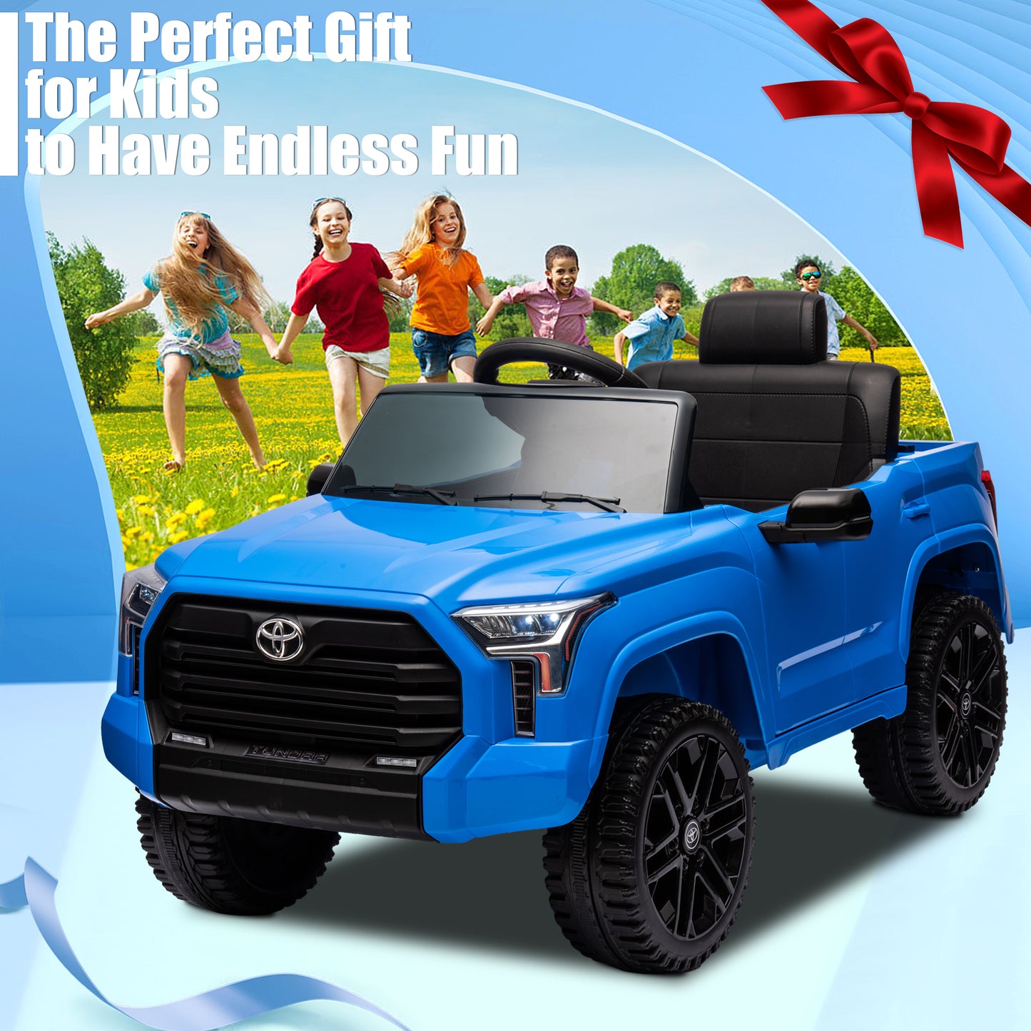 Toyota Tundra Pickup 12V 7A Ride On Cars for Kids, Ride On Toys with Remote Control, Battery Powered Kids Electric Vehicles with Bluetooth Music, USB, Electric Cars for Kids Boys Girls Gifts, Blue