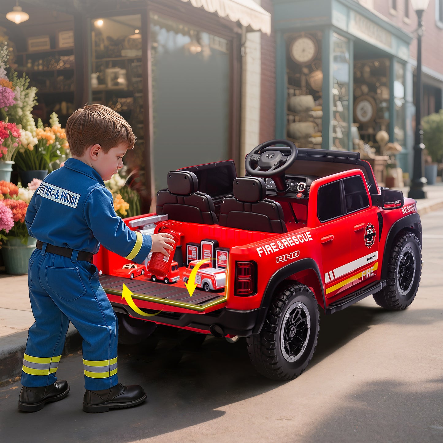 Ram Ride on Car Toys 2 Seater, 24V Ram 1500 Battery Powered Ride on Toy Truck with Remote Control, Electric Car for Kids Girls 3-8 w/ Bluetooth, Rear Storage Trunk, Safety Belt, 4 Wheelers