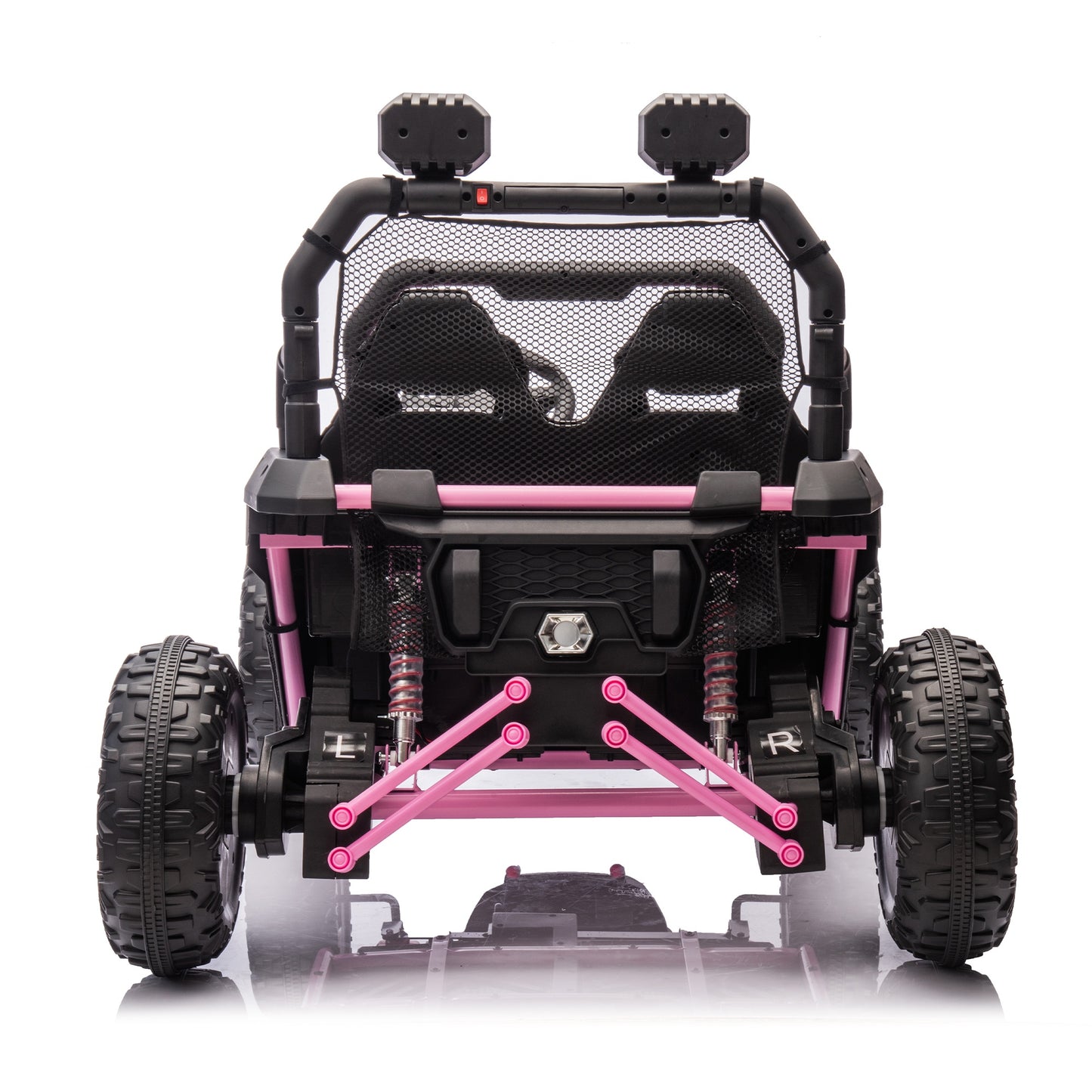 24V 2 Seater Ride on Car for Kids, Powered Ride on UTV Toy for Toddlers Boys Girls, Kids Car Electric Vehicle with Remote Control, LED Lights, Bluetooth Music, 3 Speeds, 4 Spring Suspension, Pink