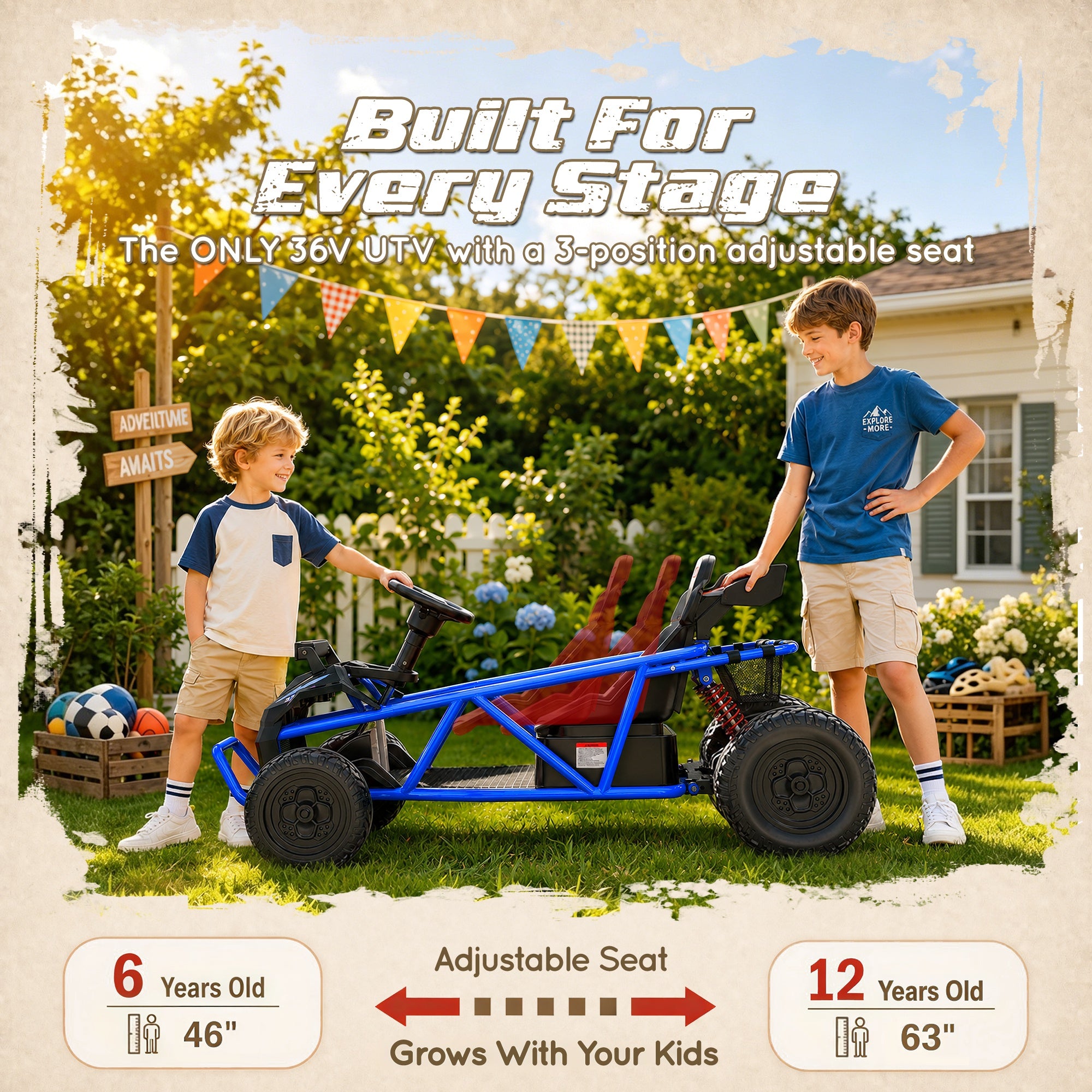 iYofe 36V Electric Ride on Car for Big Kids, Powered Ride on Vehicle for Boys Girls Ages 6+, Kids Electric Car with Bluetooth, Music, Rear Wheel Spring Suspension, Blue