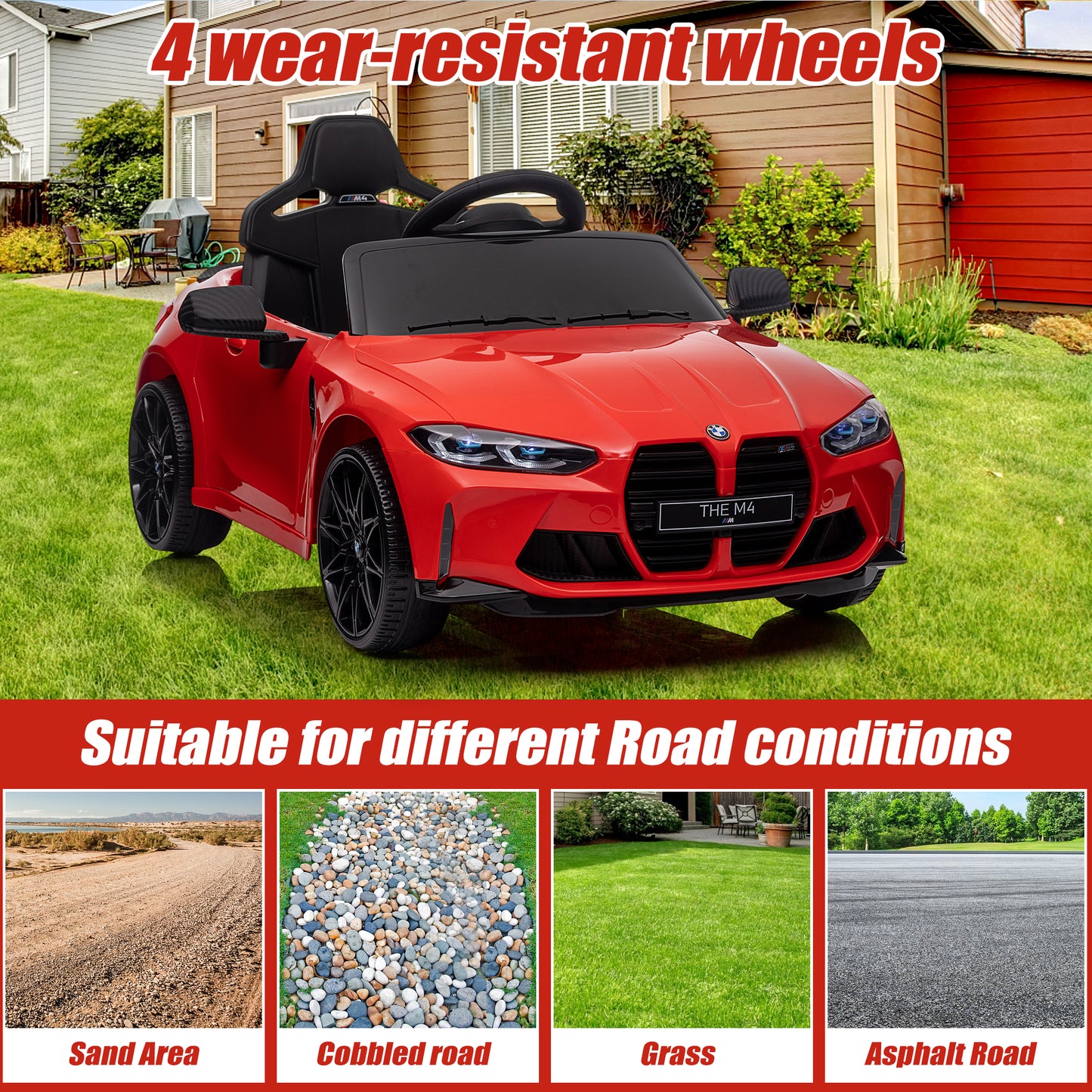 12V Ride On Car for Kids, iYofe Electric Vehicle Cars for Boys Girls, Ride On Truck with Remote Control, Battery Powered 4 Wheels Realistic Off-Road UTV Car, Ride On Toys for Birthday Gift, Red, R5331