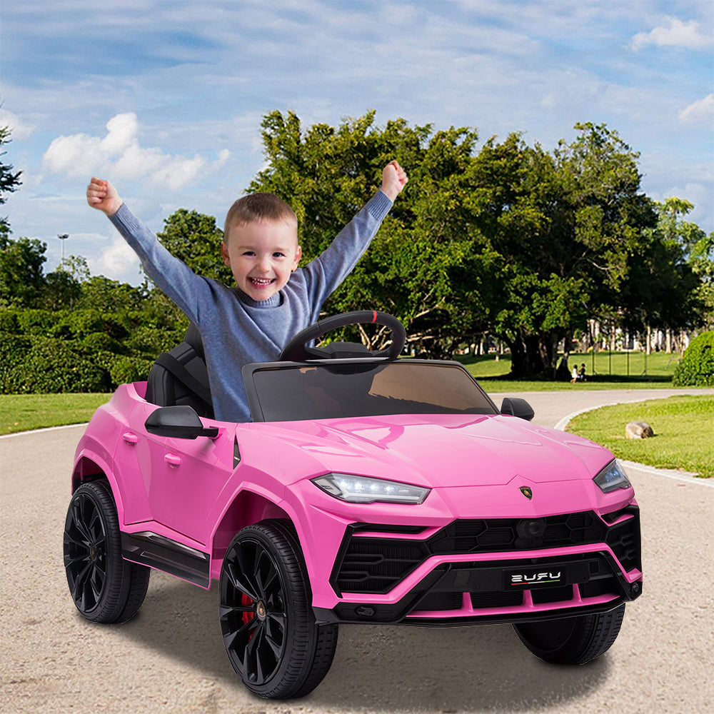 Electric Kids Ride on Toys, 12V Kids Lamborghini Ride On Car for Boys Girls, Battery Powered Kids Electric Cars with Remote Control, 3 Speeds, LED Lights, MP3, Christmas Gift, Pink, R847