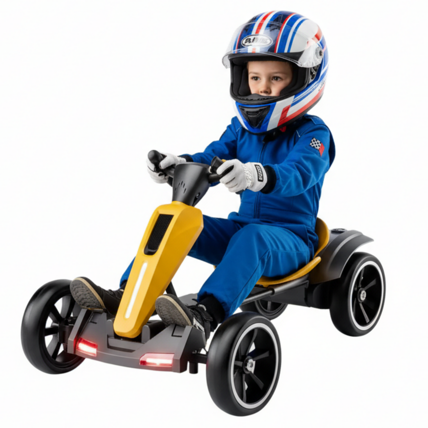 12V Electric Pedal Go Kart Car for Kids, Folder Ride on Toys Car with Adjustable Seat, Kids' Electric Vehicles with Music / Flashing Light for Boys Girls Age 3-8 Years Old