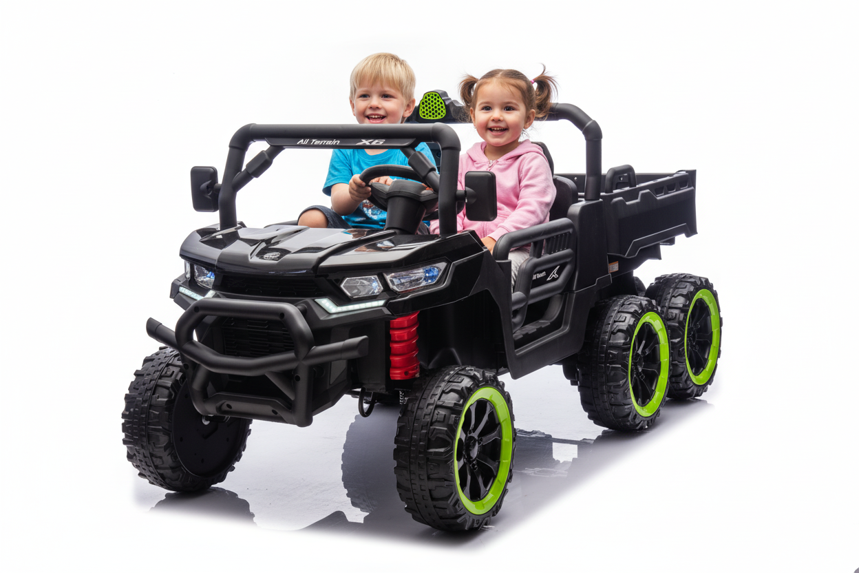 24V 2 Seater Ride on Dump Truck Car, 4WD Ride on Toys for Big Kids with Remote Control, Toddler UTV Car with Electric Dump Bed, Toy Shovel, LED Lights & Music, Suspension Spring for Ages 3+, Green