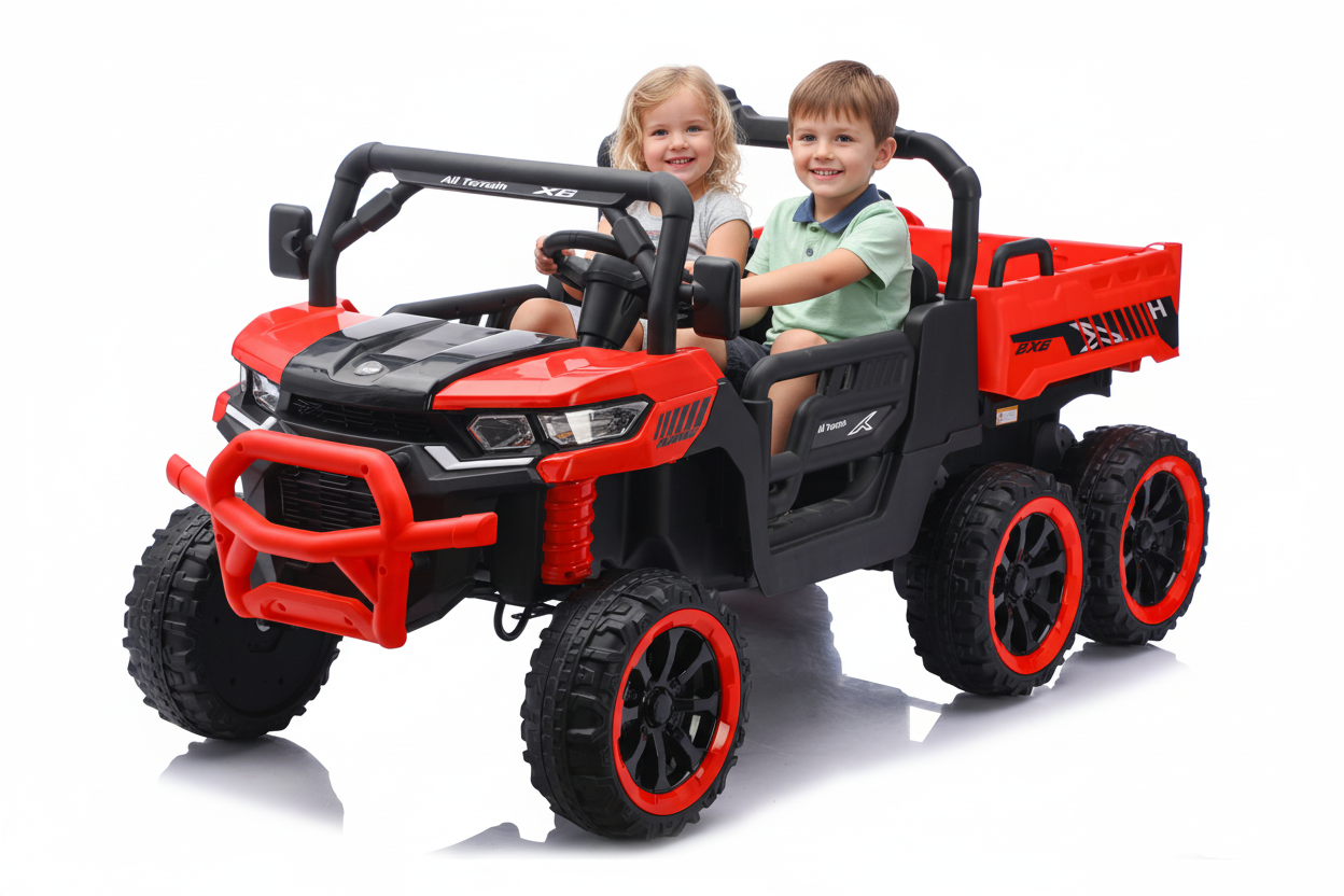 24V 2 Seater Ride on Dump Truck Car, 4WD Ride on Toys for Big Kids with Remote Control, Toddler UTV Car with Electric Dump Bed, Toy Shovel, LED Lights & Music, Suspension Spring for Ages 3+, Green