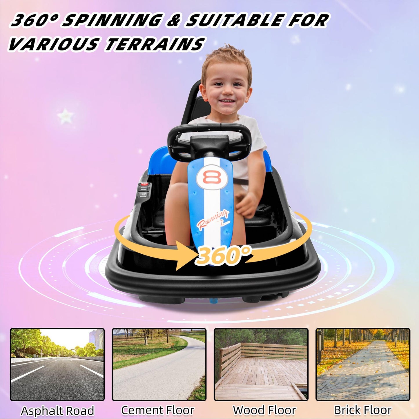 iYofe 6V Bumper Car Ride on with Remote Control, Bumper Cars for Kids Toddlers Boys Girls 2-6 Years Old Gifts, Battery Powered Ride on Toys with Bluetooth, Player, 360¡ãSpin, LED Light, 3 Speed, Black