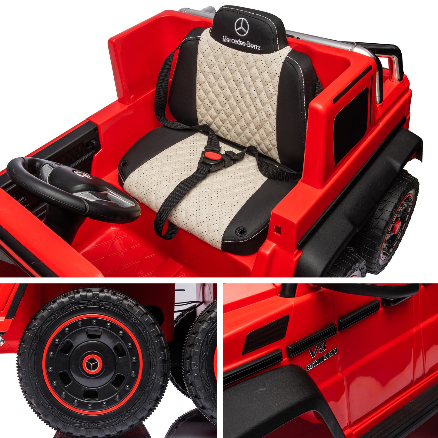 iYofe Licensed Mercedes Benz G63 Car Vehicles with Remote Control, 24V Powered  Ried on cars Safety Belt, MP3 Player, Electric Vehicle for Boy & Gril, Red