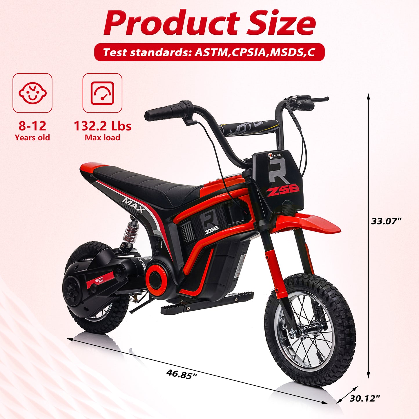 24V Electric Dirt Bike for Kids, 350W Electric Ride on Motorcycle Toy with Speed up to 14.29MPH, Kids Motorized Dirt Bike with Hand Operated Brake for Boys Girls 8-14 Years Old, Music Player