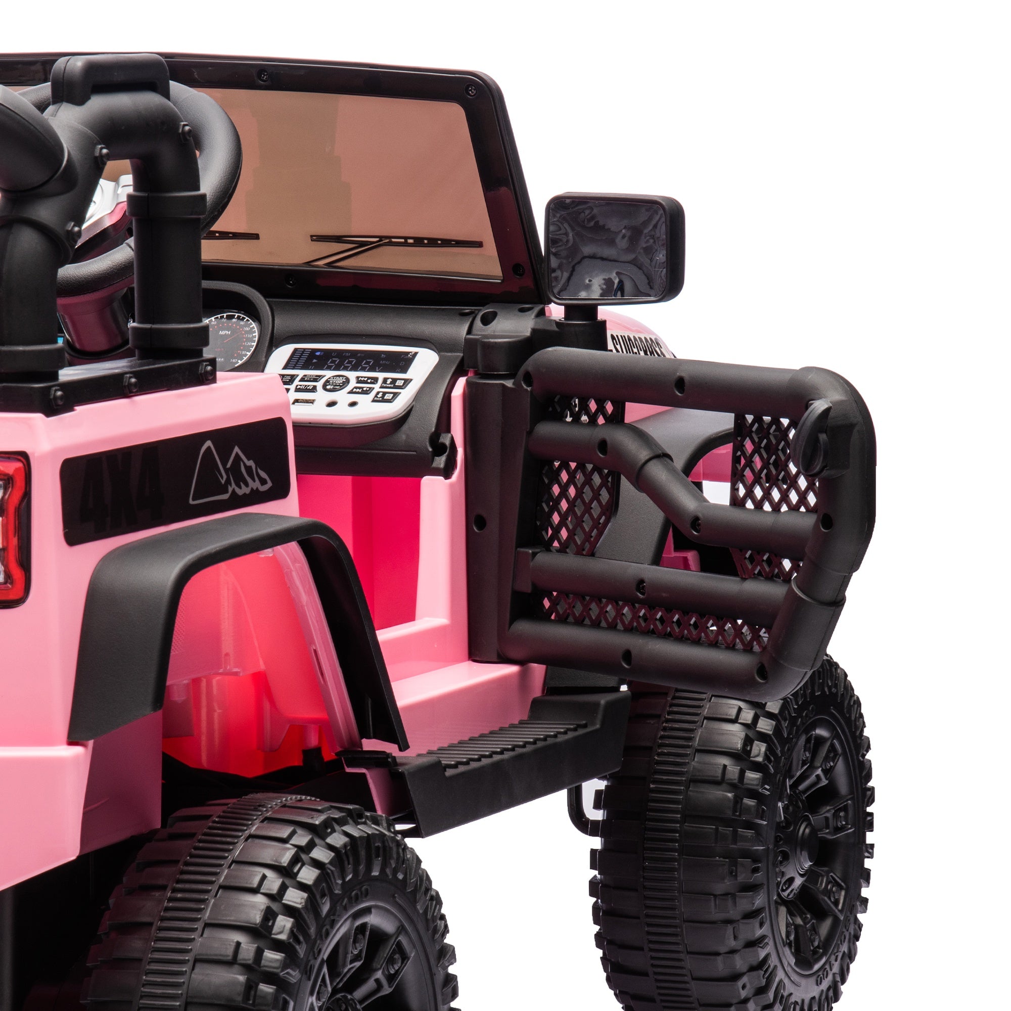 iYofe 24V Powered Ride on Cars for Toddlers, Ride on Truck for kids Boys Girls Gifts 2-5, Ride on Toys with Remote Control, Bluetooth, Music, LED Light, MP3 Player, 4 Wheel Suspension, Pink