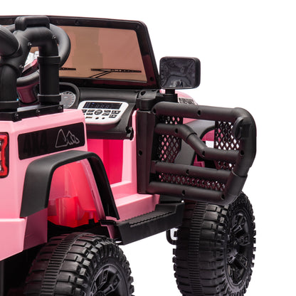 iYofe 24V Powered Ride on Cars for Toddlers, Ride on Truck for kids Boys Girls Gifts 2-5, Ride on Toys with Remote Control, Bluetooth, Music, LED Light, MP3 Player, 4 Wheel Suspension, Pink