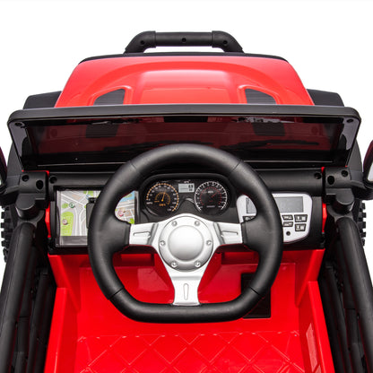 iYofe 24V Powered Ride on Cars for Toddlers, Ride on Truck for kids Boys Girls Gifts 2-5, Ride on Toys with Remote Control, Bluetooth, Music, LED Light, MP3 Player, 4 Wheel Suspension, Red